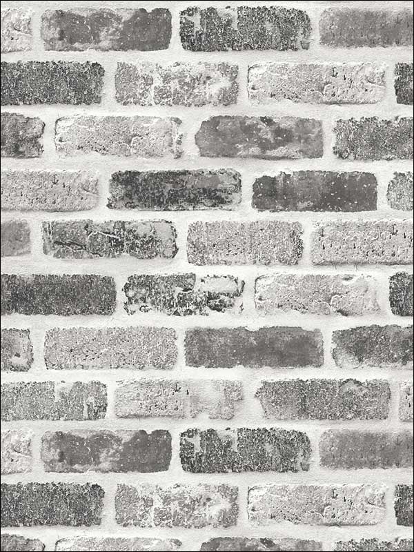 Gray Washed Brick Peel and Stick fabric in soft gray and charcoal color - pattern number NW30510 - by NextWall in the Peel and Stick Wallpaper by Nextwall collection