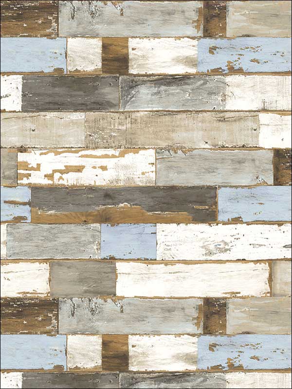 Colorful Shiplap Peel and Stick wallpaper in blue and neutral color - pattern number NW30700 - by NextWall in the Peel and Stick Wallpaper by Nextwall collection