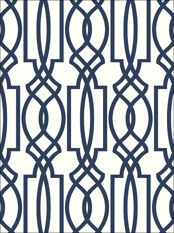 Navy Deco Lattice Peel and Stick fabric in navy and white color - pattern number NW31502 - by NextWall in the Peel and Stick Wallpaper by Nextwall collection