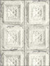 Distressed Tin Tile Peel and Stick fabric in linen and charcoal color - pattern number NW32100 - by NextWall in the Peel and Stick Wallpaper by Nextwall collection