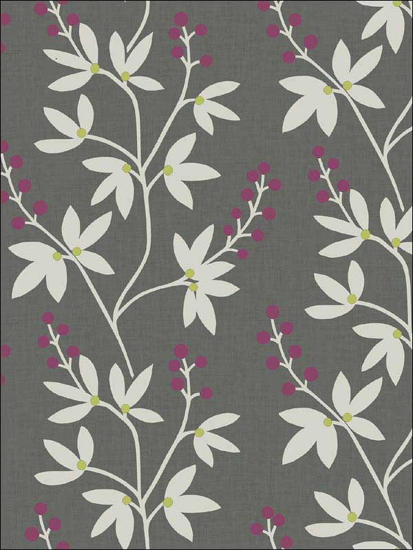 Linnea Elsa Botanical Trail wallpaper in charcoal color - pattern number 2901-25439 - by A Street Prints in the Perennial collection