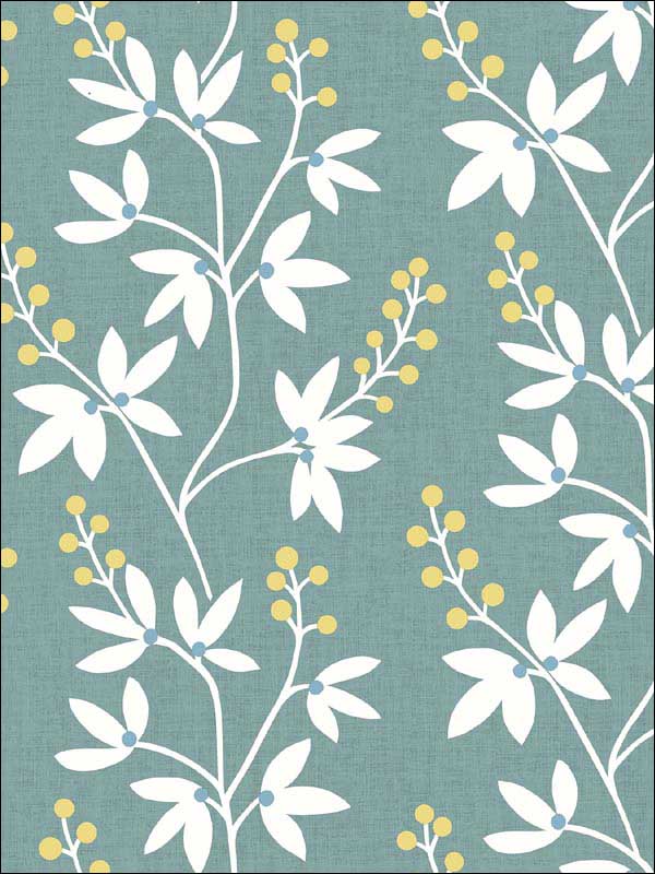 Linnea Elsa Botanical Trail wallpaper in teal color - pattern number 2901-25440 - by A Street Prints in the Perennial collection