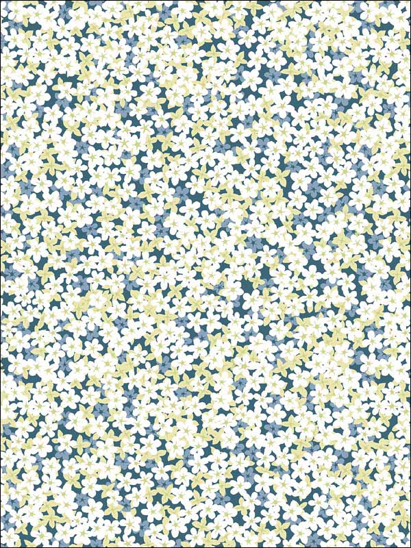 Giverny Miniature Floral wallpaper in blue color - pattern number 2901-25445 - by A Street Prints in the Perennial collection
