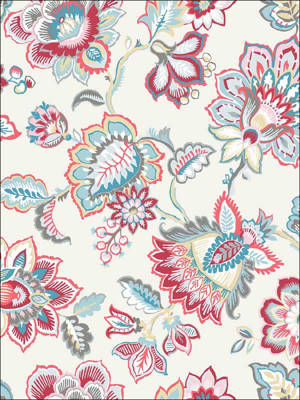 Corona Jacobean wallpaper in red color - pattern number 2901-87512 - by A Street Prints in the Perennial collection