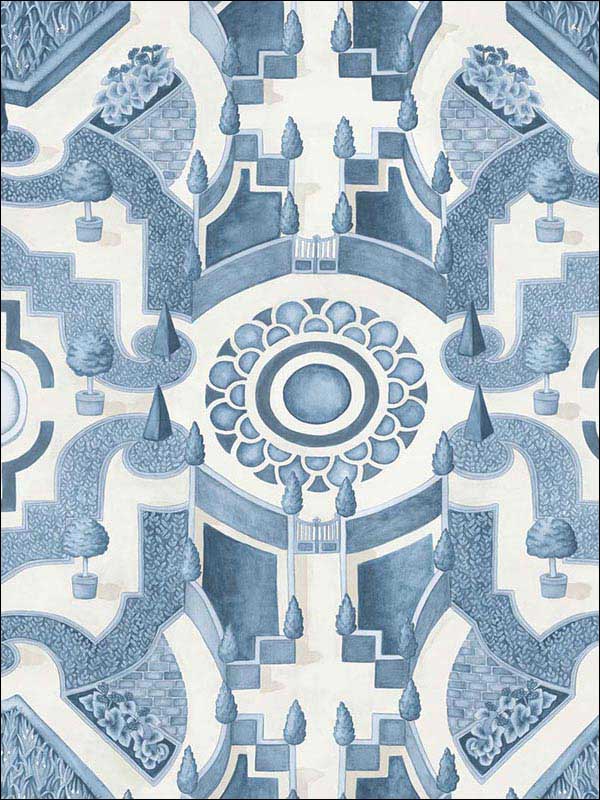 Topiary wallpaper in china blue color - pattern number 115/2007.CS.0 - by Cole and Son in the Botanical Botanica collection