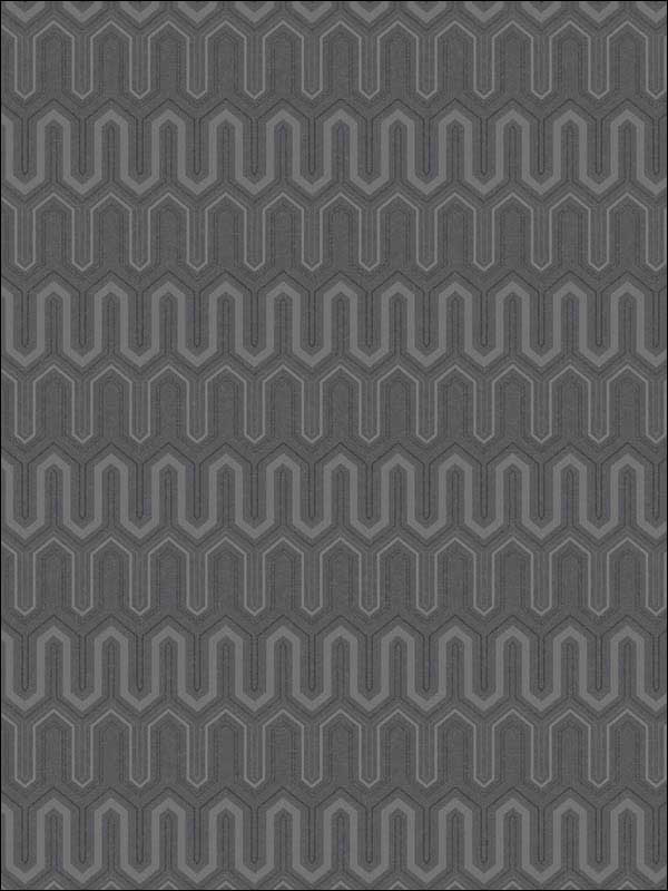 Zig Zag fabric in black ebony metallic silver color - pattern number GX37614 - by Patton Norwall in the Geometrix collection