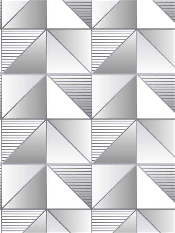 Cubist wallpaper in metallic silver grey dove color - pattern number GX37630 - by Patton Norwall in the Geometrix collection