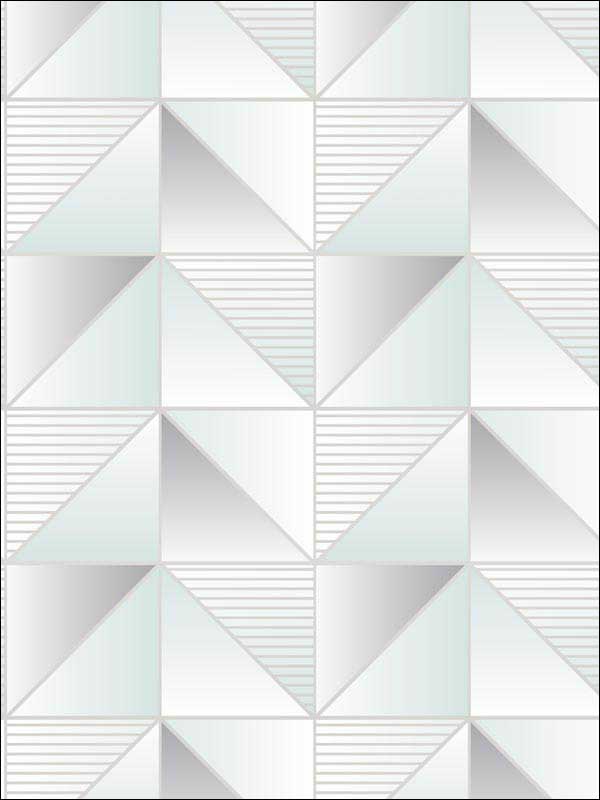Cubist wallpaper in mint metallic silver color - pattern number GX37632 - by Patton Norwall in the Geometrix collection