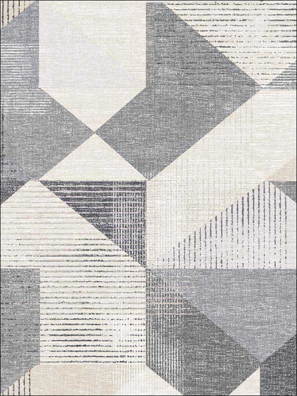 Silk Screen Geometric wallpaper in black taupe color - pattern number GX37657 - by Patton Norwall in the Geometrix collection