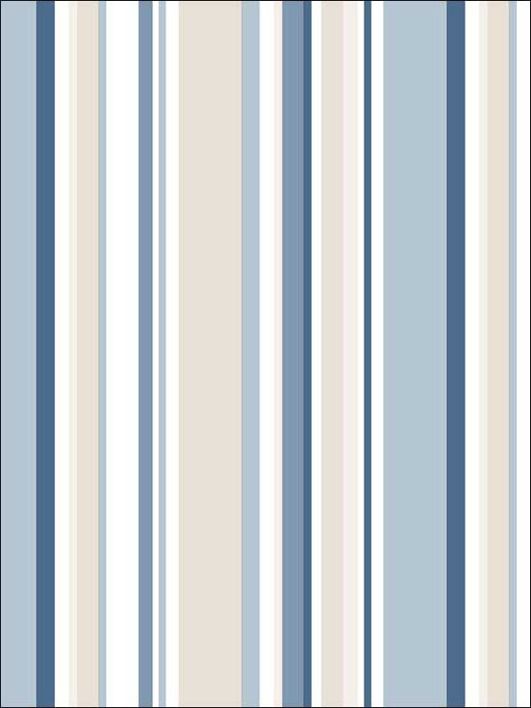 Step Stripe fabric in navy blue beige denim french vanilla color - pattern number SY33963 - by Patton Norwall in the Simply Stripes 3 collection