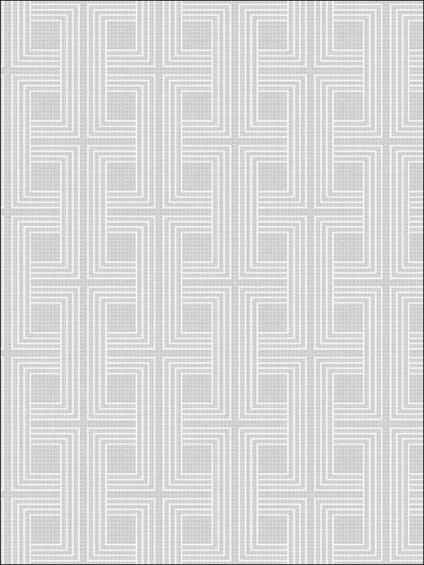 Interlocking Squares wallpaper in metallic gray and off white color - pattern number AW71600 - by Collins and Company in the Casa Blanca 2 collection