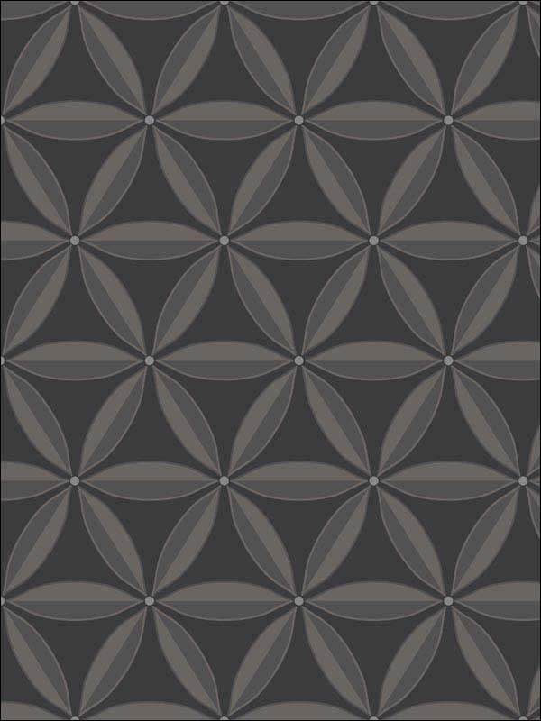 Lens Geometric wallpaper in ebony and charcoal color - pattern number AW71710 - by Collins and Company in the Casa Blanca 2 collection