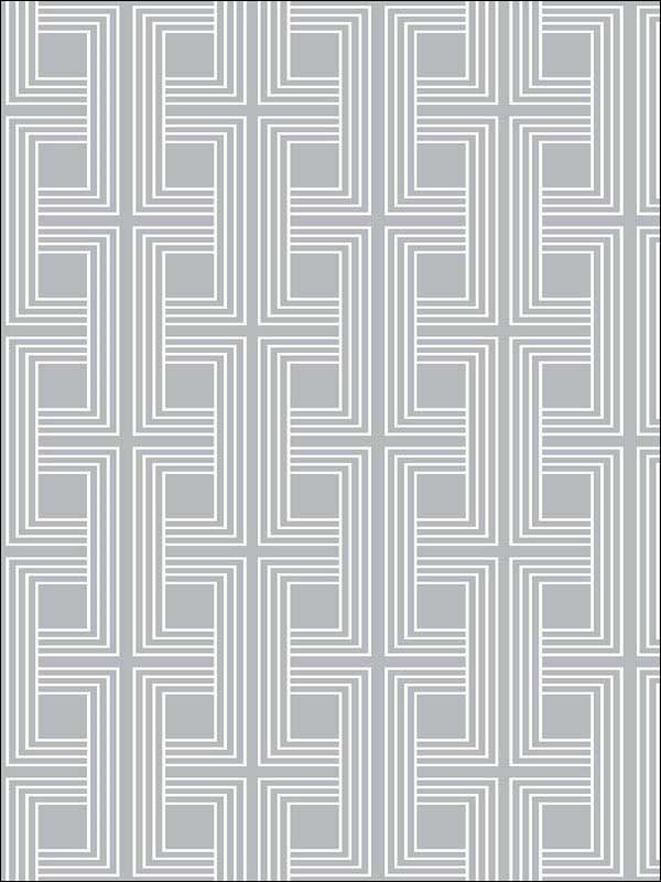 Interlocking Squares Cork wallpaper in metallic silver and off white color - pattern number AW74827 - by Collins and Company in the Casa Blanca 2 collection