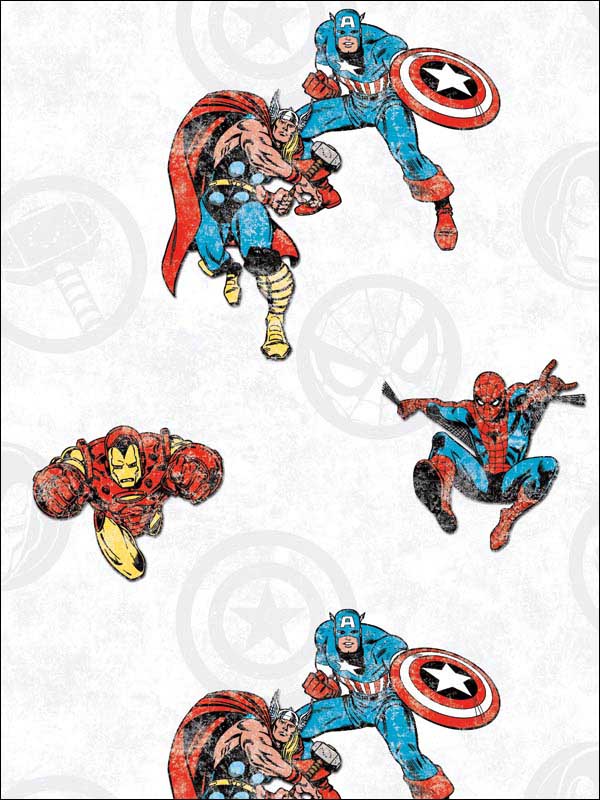 Avengers Classic Peel and Stick wallpaper in red color - pattern number RMK11167RL - by York in the Peel and Stick Wallpaper by York collection