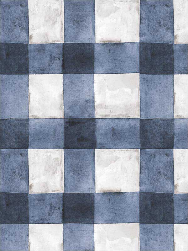 Buffalo Plaid Peel and Stick fabric in blue color - pattern number RMK11432WP - by York in the Peel and Stick Wallpaper by York collection