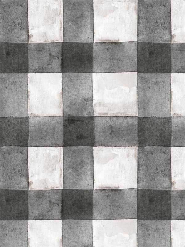 Buffalo Plaid Peel and Stick fabric in black color - pattern number RMK11451WP - by York in the Peel and Stick Wallpaper by York collection