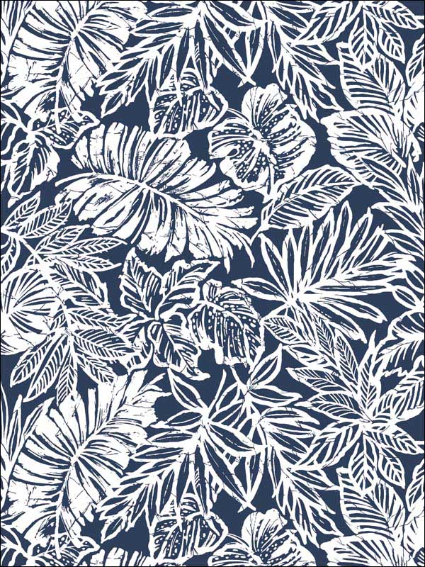 Tropical Leaf Peel and Stick wallpaper in blue color - pattern number RMK11437WP - by York in the Peel and Stick Wallpaper by York collection