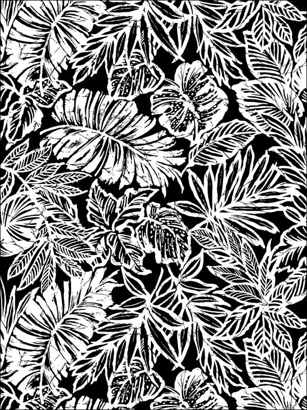 Tropical Leaf Peel and Stick wallpaper in black color - pattern number RMK11439WP - by York in the Peel and Stick Wallpaper by York collection