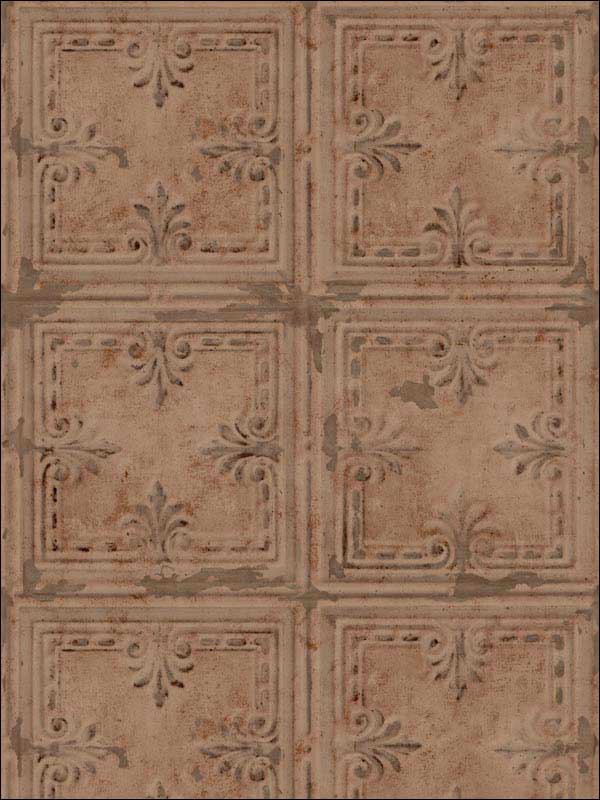 Tin Tile Peel and Stick fabric in copper color - pattern number RMK11231WP - by York in the Peel and Stick Wallpaper by York collection