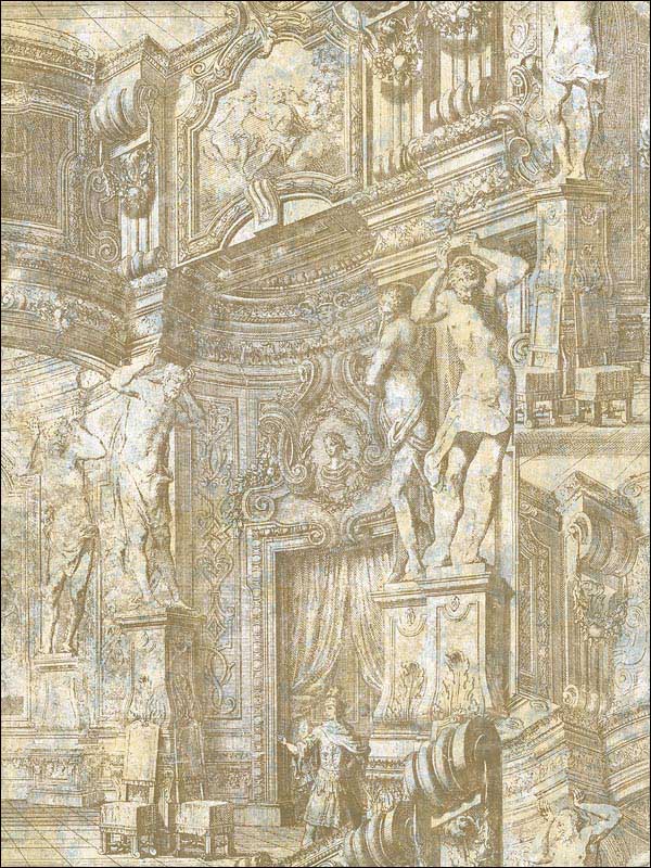 Antique Monument wallpaper in soft brown color - pattern number RM60102 - by Casa Mia in the Diamond collection