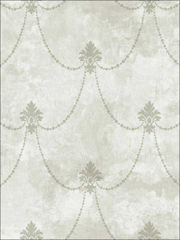 Small Damask Scroll wallpaper in soft grey silver color - pattern number RM61808 - by Casa Mia in the Diamond collection