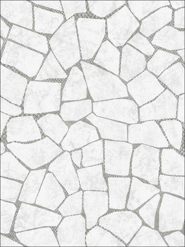 Tile Effect wallpaper in white silver color - pattern number RM91418 - by Casa Mia in the Graphite collection