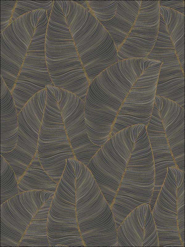 Metal Leaf wallpaper in black gold color - pattern number RM91606 - by Casa Mia in the Graphite collection