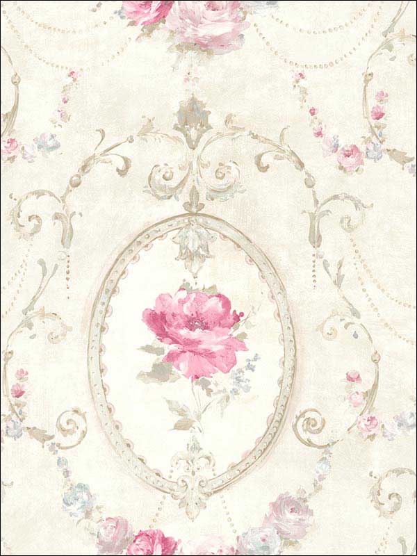 Floral Stripes wallpaper in white soft blue color - pattern number RM50811 - by Casa Mia in the Opal collection