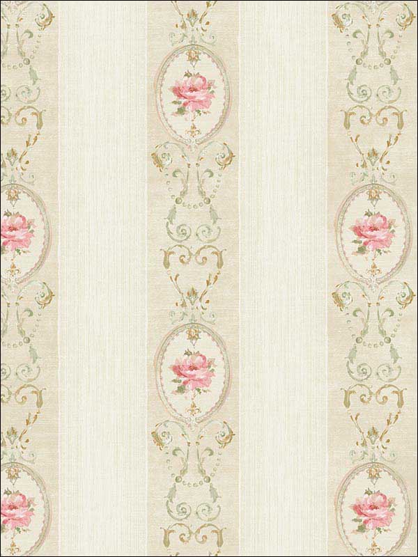 Floral Stripes wallpaper in soft grey soft brown color - pattern number RM50905 - by Casa Mia in the Opal collection