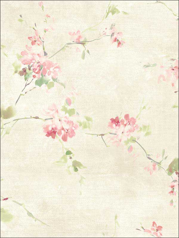 Cherry Flower wallpaper in soft blue pink color - pattern number RM51201 - by Casa Mia in the Opal collection
