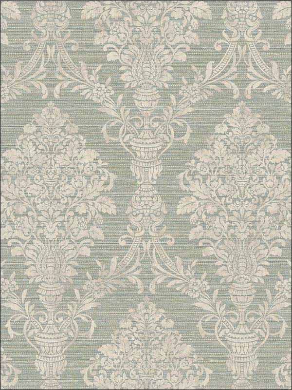 Damask Cameo fabric in soft green cream color - pattern number RM80304 - by Casa Mia in the Quartz collection