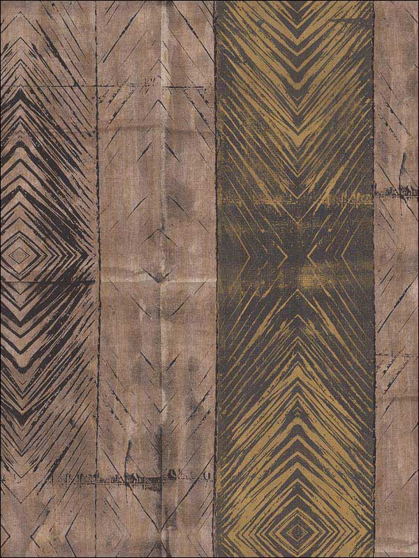 Tribal Stripes fabric in gold black dark brown color - pattern number RM40106 - by Casa Mia in the Titanium collection