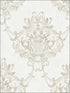 Faux Antique Damask fabric in white grey cream color - pattern number RM30008 - by Casa Mia in the Zinc by Casa Mia collection