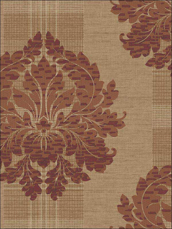 Neoclassic Contemporary Damask wallpaper in bronze red color - pattern number RM30801 - by Casa Mia in the Zinc by Casa Mia collection