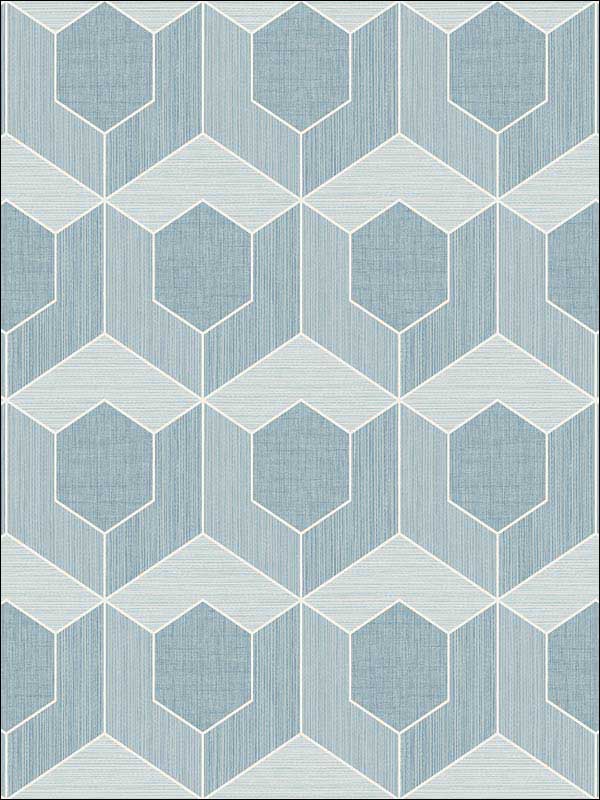 3D Hexagon fabric in soft blue color - pattern number RM70402 - by Casa Mia in the Zircon collection