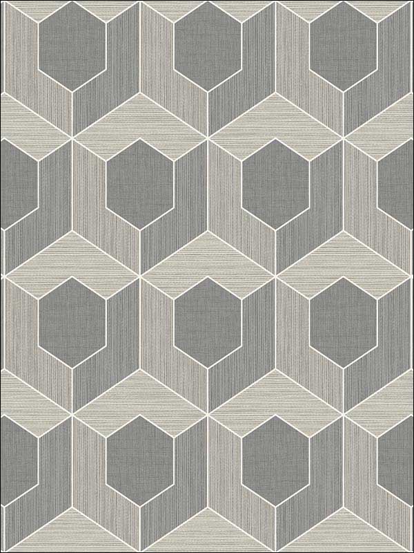 3D Hexagon fabric in grey color - pattern number RM70408 - by Casa Mia in the Zircon collection