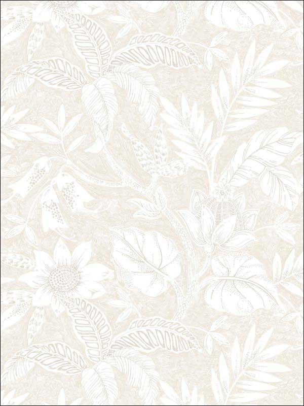 Rainforest Leaves fabric in sand dune and brushed taupe color - pattern number RY30210 - by Seabrook in the Boho Rhapsody collection