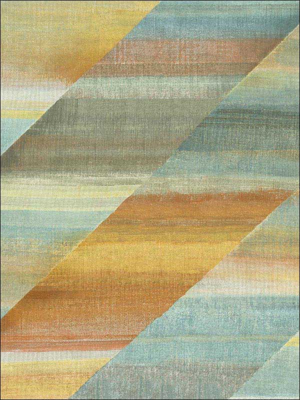 Rainbow Diagonals fabric in burnt orange dandelion and seafoam color - pattern number RY30303 - by Seabrook in the Boho Rhapsody collection