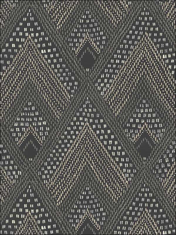 Panama Boho Diamonds fabric in black sands and charcoal color - pattern number RY30500 - by Seabrook in the Boho Rhapsody collection