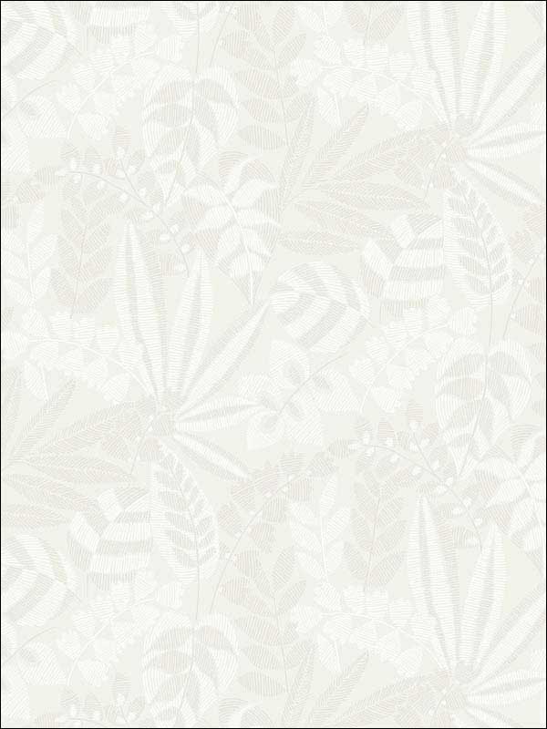 Botanica Striped Leaves wallpaper in gray mist and ivory color - pattern number RY30600 - by Seabrook in the Boho Rhapsody collection