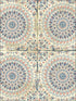 Mandala Boho Tile wallpaper in coral cream and midnight blue color - pattern number RY30706 - by Seabrook in the Boho Rhapsody collection