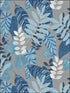 Tropicana Leaves wallpaper in metallic gray sky blue and champlain color - pattern number RY30912 - by Seabrook in the Boho Rhapsody collection