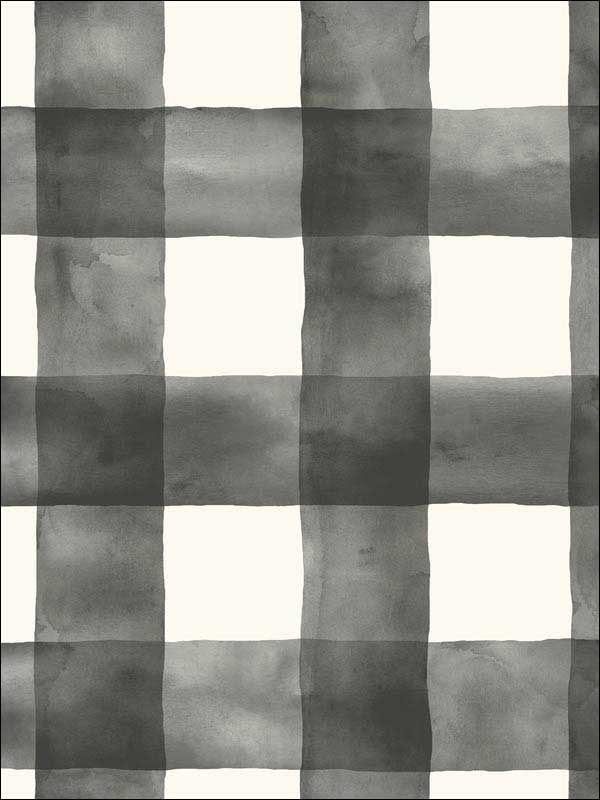Magnolia Home Watercolor Check Peel and Stick wallpaper in black color - pattern number PSW1169RL - by Magnolia Home by Joanna Gaines in the Magnolia Home Peel and Stick Wallpaper collection