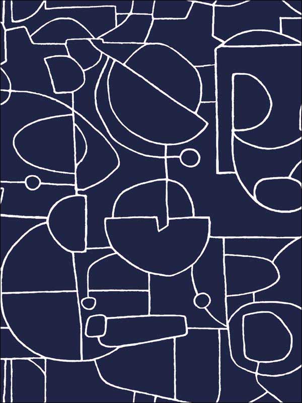 Robotics Peel and Stick fabric in navy color - pattern number PSW1042RL - by York in the York Premium Peel and Stick Line Art Wallpaper collection