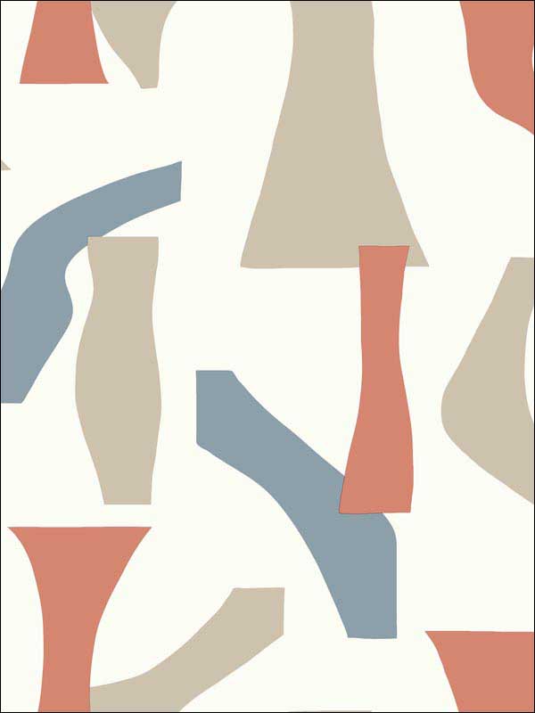 Modernist Peel and Stick fabric in coral and blue color - pattern number PSW1058RL - by York in the York Premium Peel and Stick Geometrics Wallpaper collection