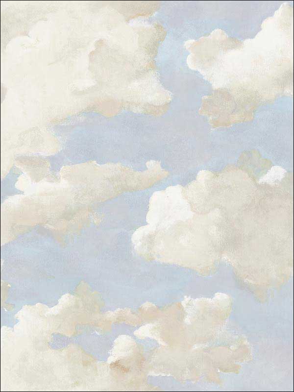 Clouds on Canvas Peel and Stick fabric in blue color - pattern number PSW1079RL - by York in the York Premium Peel and Stick Watercolors Wallpaper collection