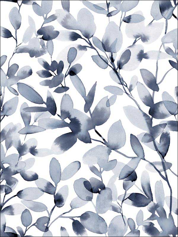 Botany Vines Peel and Stick fabric in blue color - pattern number PSW1085RL - by York in the York Premium Peel and Stick Watercolors Wallpaper collection