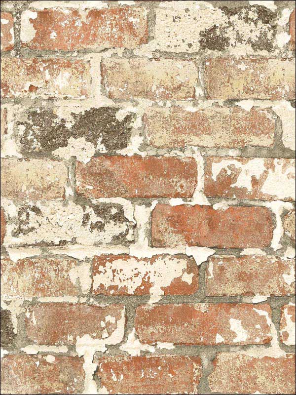 Weathered Red Brick Peel and Stick wallpaper in red brick and charcoal color - pattern number NW32301 - by NextWall in the Peel and Stick Wallpaper by Nextwall collection