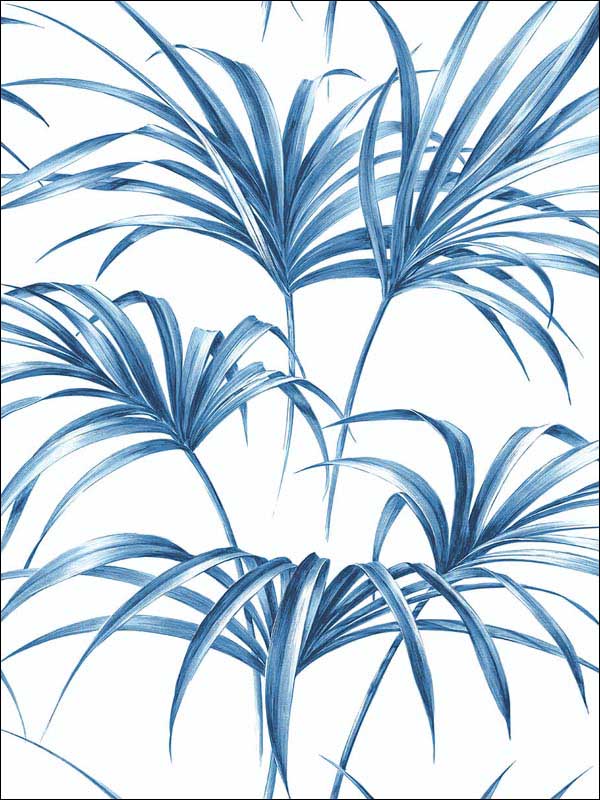 Tropical Palm Leaf Peel and Stick wallpaper in coastal blue color - pattern number NW32502 - by NextWall in the Peel and Stick Wallpaper by Nextwall collection
