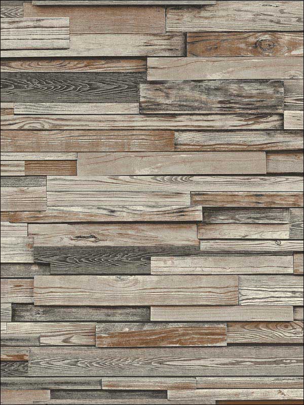 Reclaimed Wood Plank Peel and Stick wallpaper in charcoal and brown color - pattern number NW32601 - by NextWall in the Peel and Stick Wallpaper by Nextwall collection